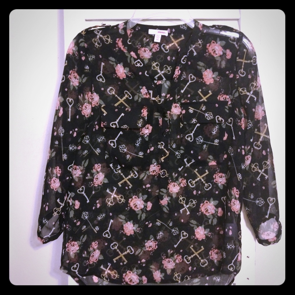 Bongo black long sleeve🌹 & key print